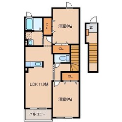 大屋駅 徒歩14分 2階の物件間取画像